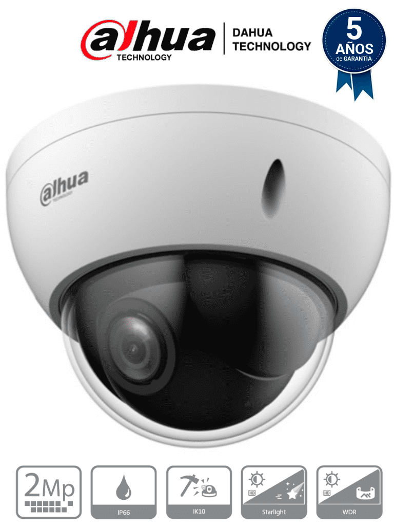 DAHUA SD22204DB-GC - Cámara PTZ Mini Domo Antivandálica de 2 Megapíxeles/ analógica / 4X de Zoom Óptico/ IP66/ IK10/ Starlight/ HLC/ 30FPS/ 3DNR/ DAHUA SD22204DB-GC - Cámara PTZ Mini Domo Antivandálica de 2 Megapíxeles/ analógica / 4X de Zoom Óptico/ IP66/ IK10/ Starlight/ HLC/ 30FPS/ 3DNR/